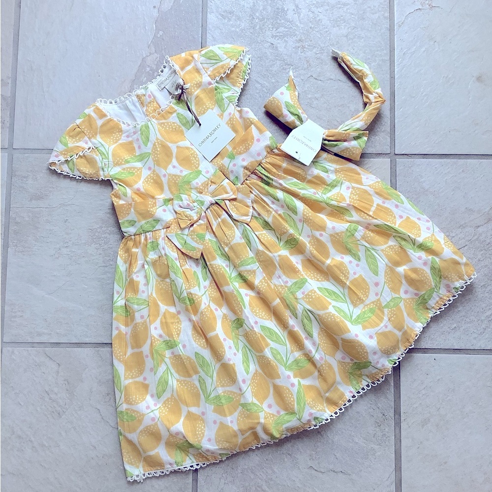 NWT Adorable Cynthia Rowley Lemon Dress Yellow Green Scalloped Lace - Picture 9 of 9